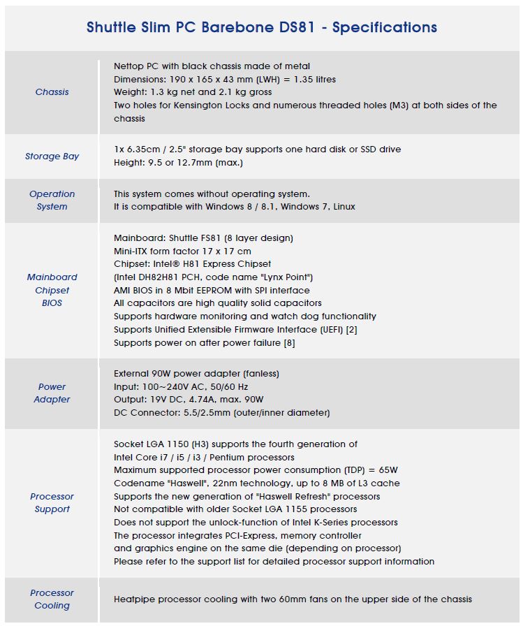 TECH SPECS